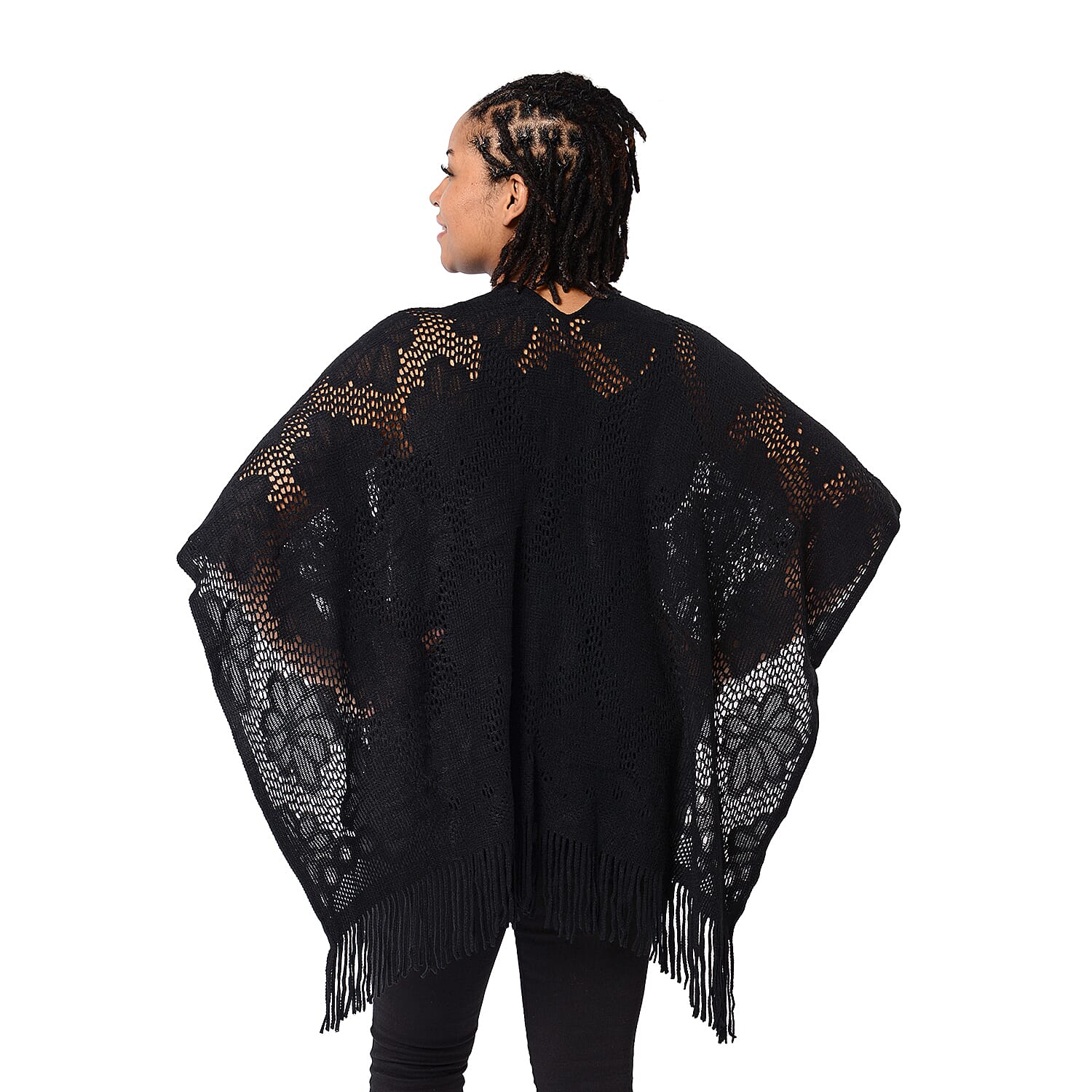 Spring Collection - Solid Cream Colour Hollow Out Kimono with Tassel (Free Size; Length 60Cm)