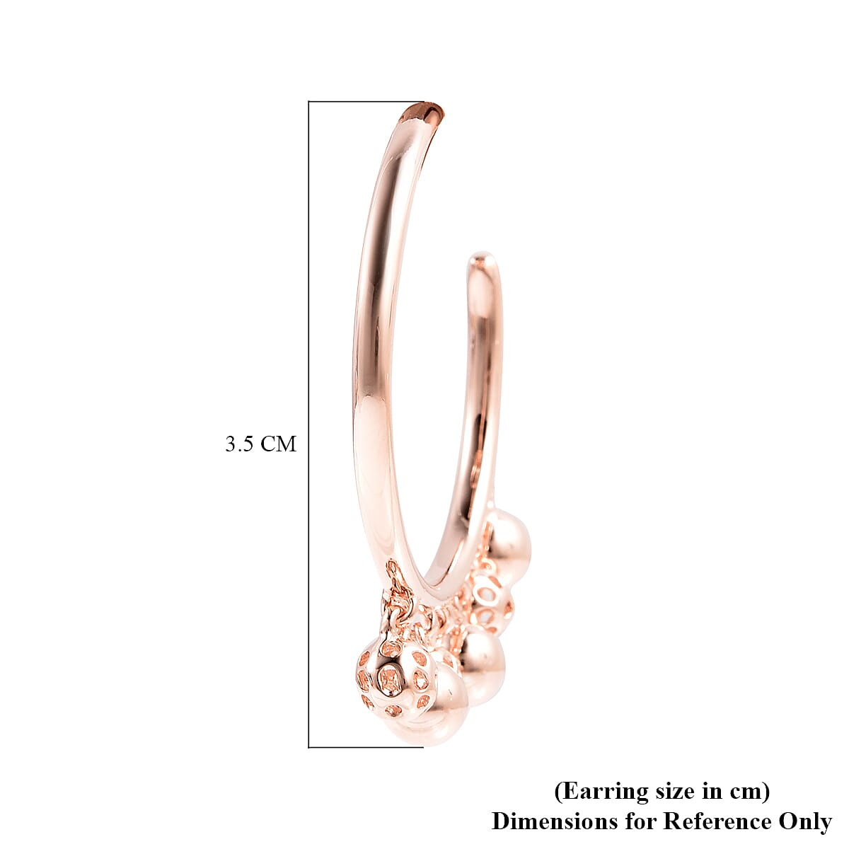 RACHEL GALLEY Bold Lattice Collection - Rose Gold Overlay Sterling Silver Dangling Lattice Ball Earrings (with Push Back), Silver wt. 8.64 Gms