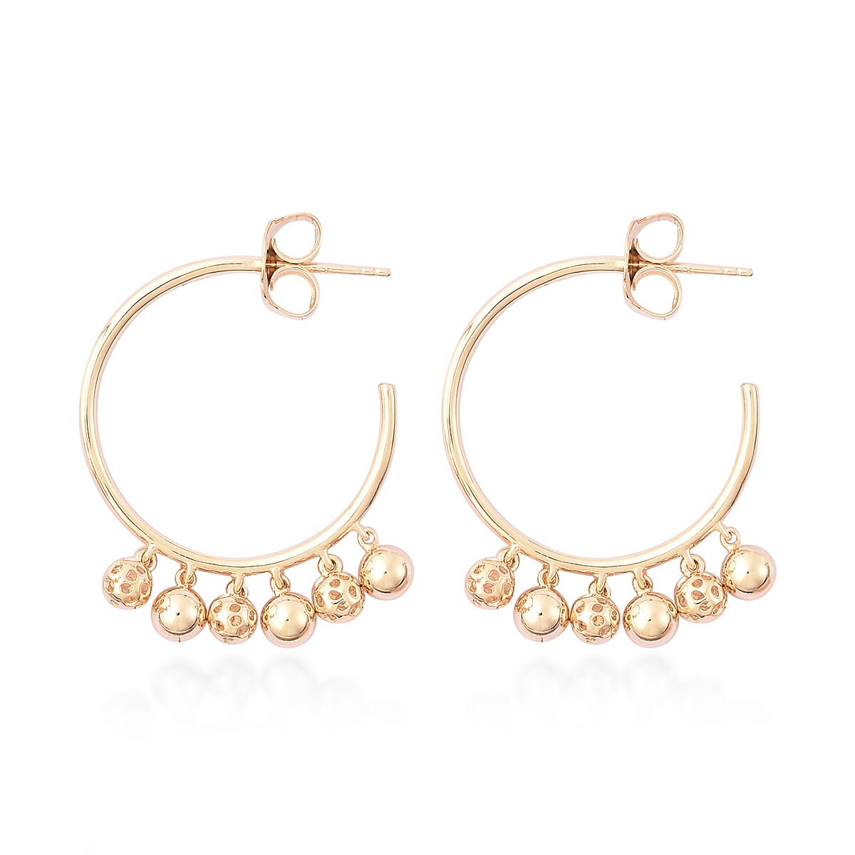 RACHEL GALLEY Bold Lattice Collection - Yellow Gold Overlay Sterling Silver Dangling Lattice Ball Earrings (with Push Back), Silver wt. 8.66 Gms