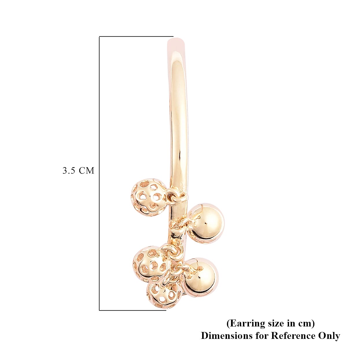 RACHEL GALLEY Bold Lattice Collection - Yellow Gold Overlay Sterling Silver Dangling Lattice Ball Earrings (with Push Back), Silver wt. 8.66 Gms