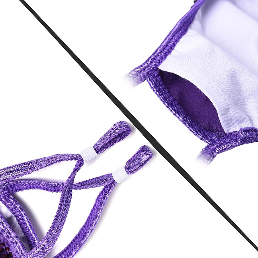 Rhinestone Face Cover with Filter Pocket and Adjustable Ear Button - Purple