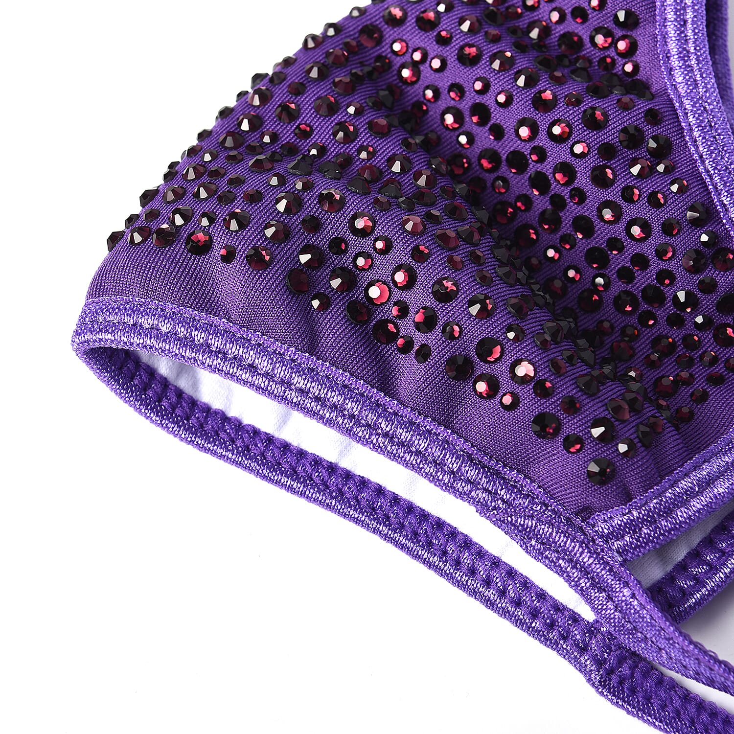 Rhinestone Face Cover with Filter Pocket and Adjustable Ear Button - Purple