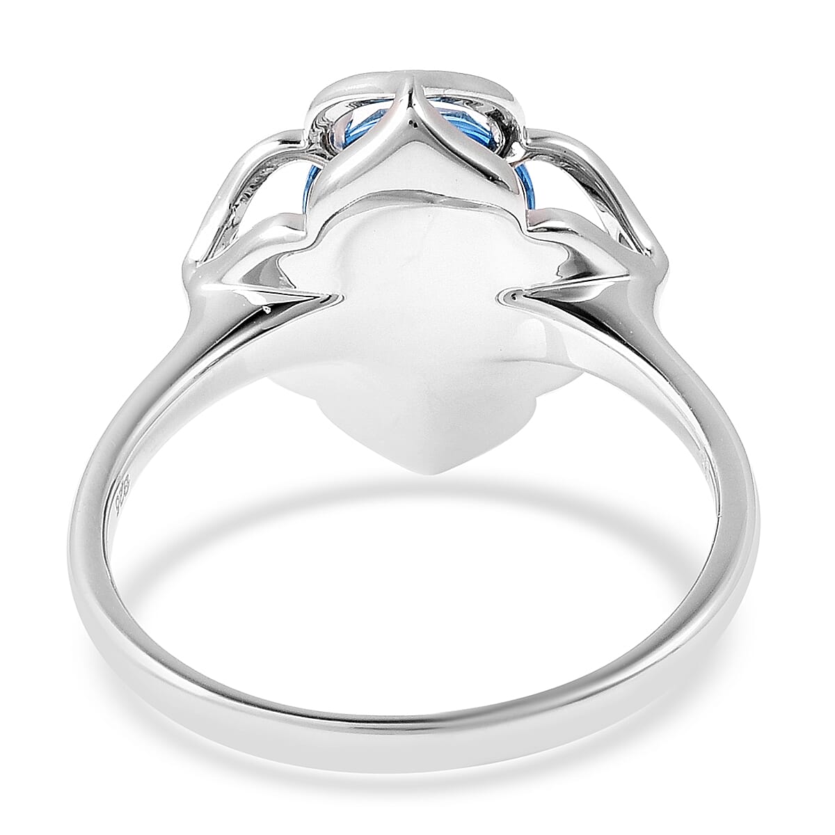 Galatea DavinChi Cut Collection - Blue Topaz, Chrome Diopside and Mozambique Garnet Ring in Rhodium Overlay Sterling Silver 2.12 Ct.