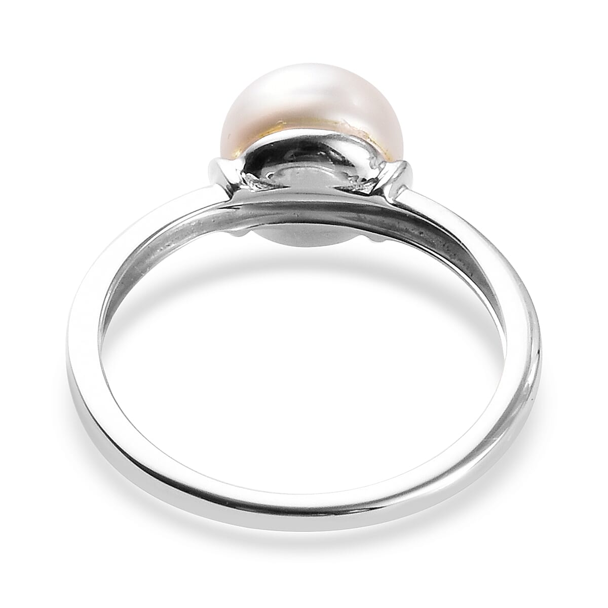 9K White Gold Freshwater Pearl Solitaire Ring