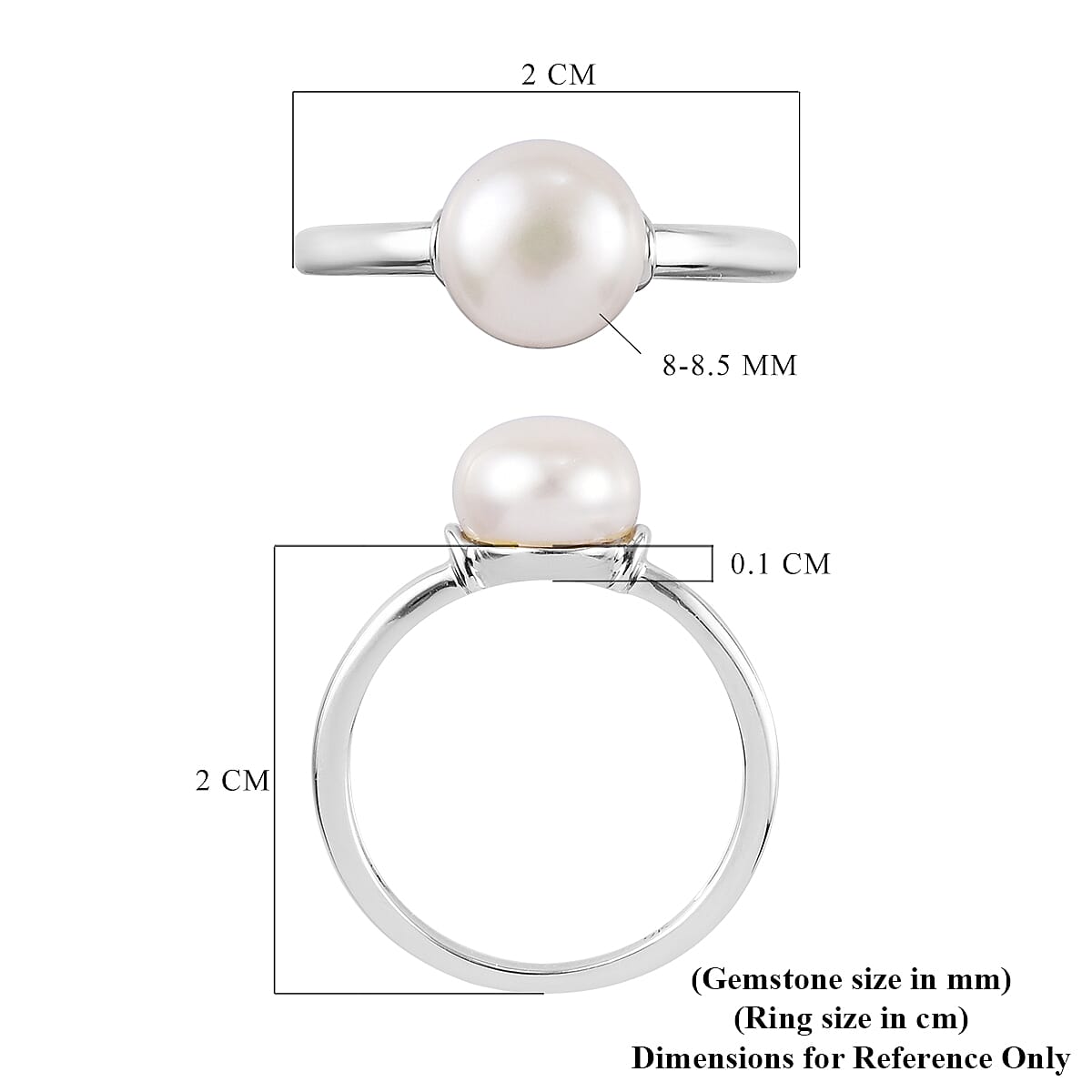 9K White Gold Freshwater Pearl Solitaire Ring