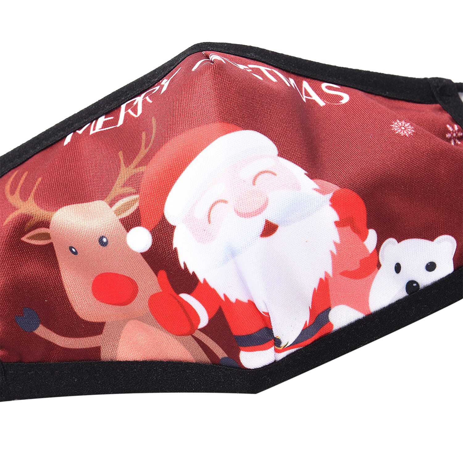 Set of 2 - Santa Claus, Bear and Reindeer Christmas Print Anti-Bacterial Cotton Face Covering (Adult and Kid) with Filter 