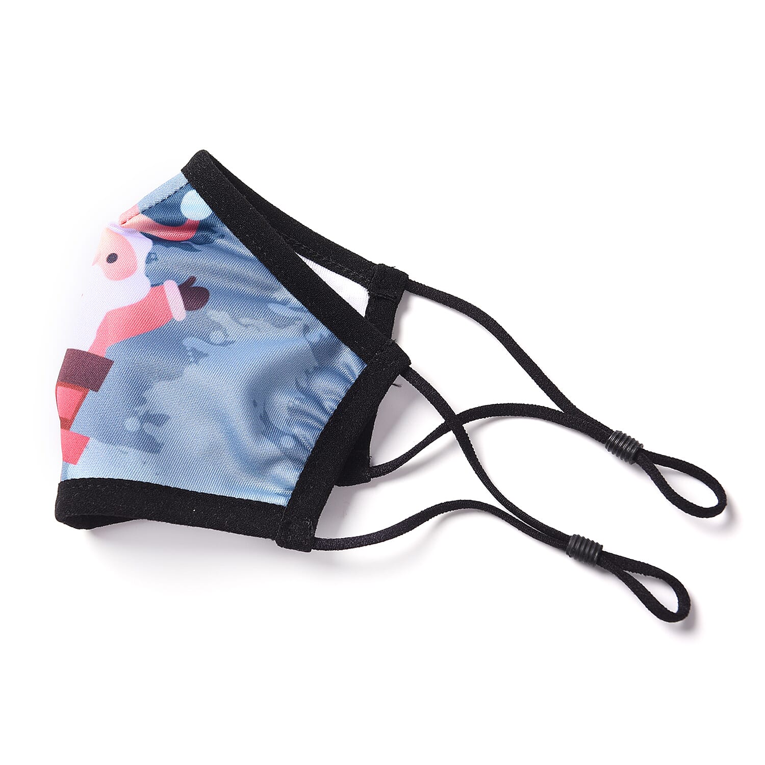 Set of 2 - Christmas Deer and Snow 100% Cotton Face Covering with Filter (Adult and Kid) - Teal