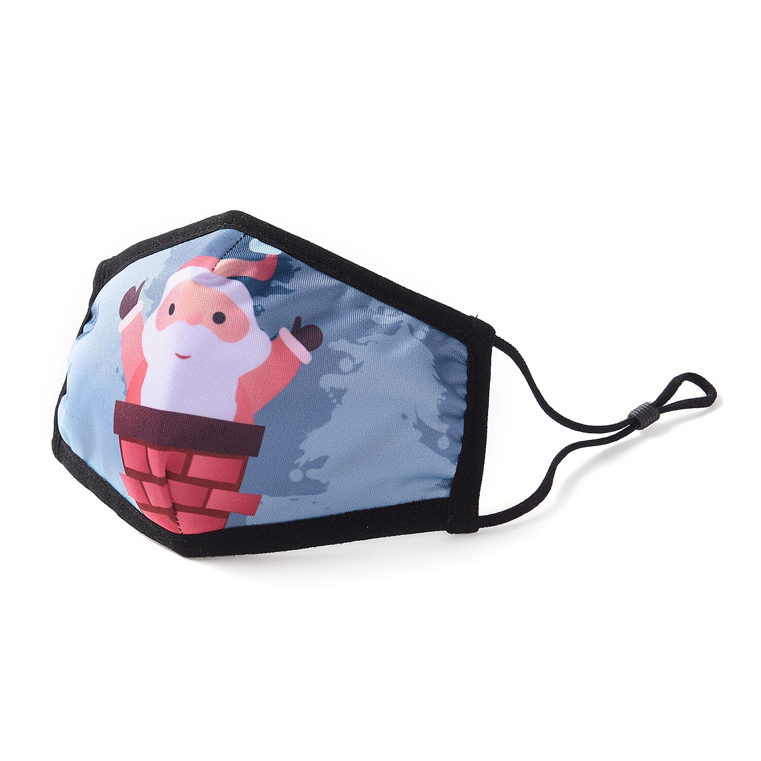 Set of 2 - Christmas Deer and Snow 100% Cotton Face Covering with Filter (Adult and Kid) - Teal