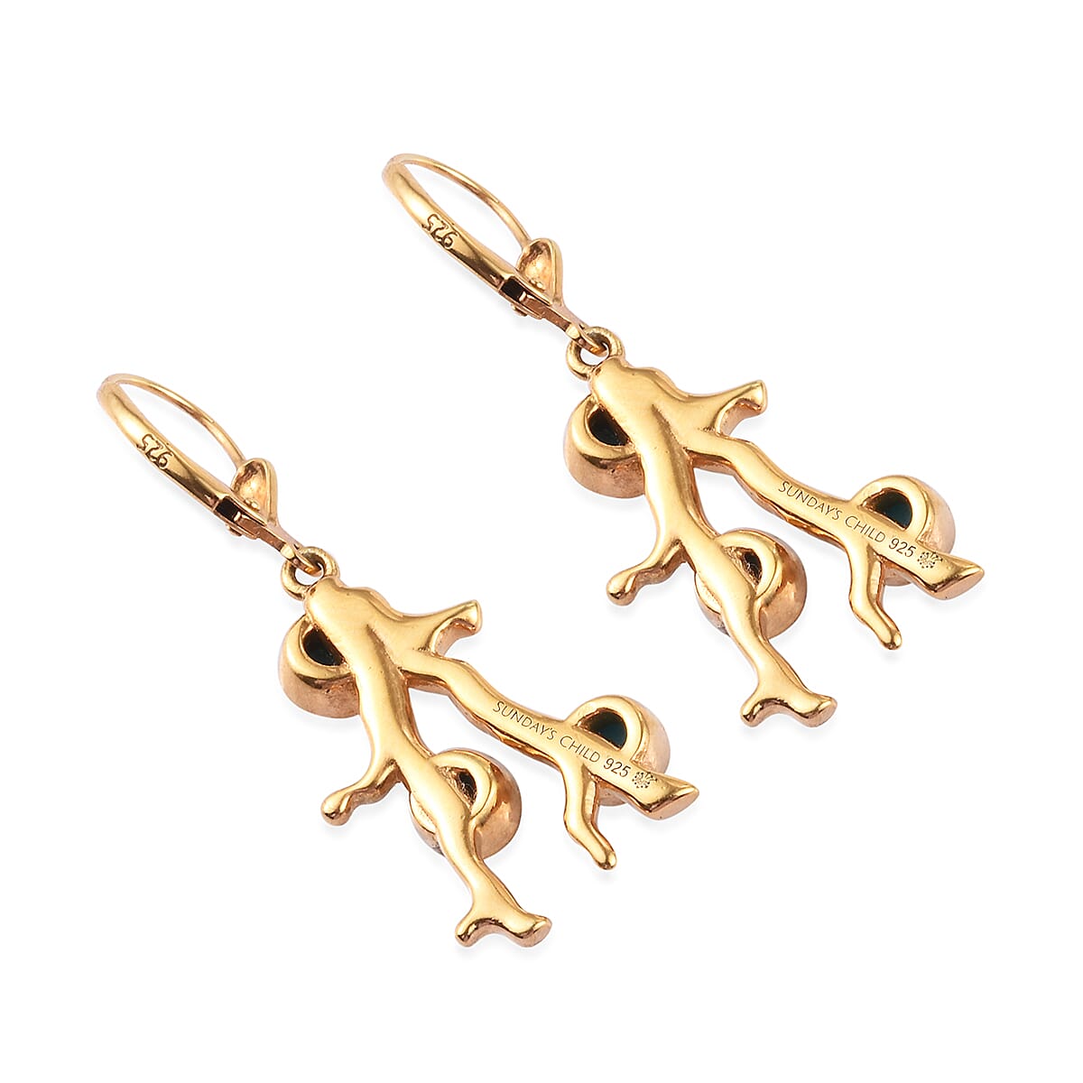 Sundays Child- Coral Collection - Arizona Sleeping Beauty Turquoise  Earrings in 14K Gold Overlay Sterling Silver, Silver Wt. 6.59 Gms