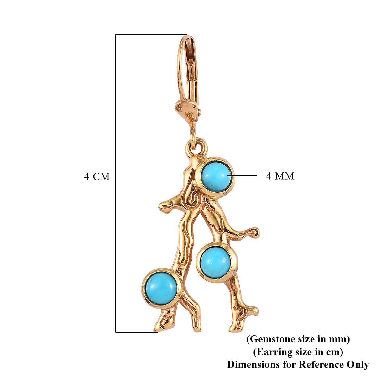 Sundays Child- Coral Collection - Arizona Sleeping Beauty Turquoise  Earrings in 14K Gold Overlay Sterling Silver, Silver Wt. 6.59 Gms