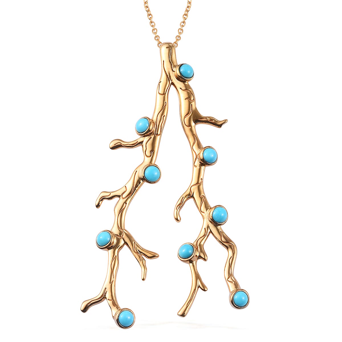 Sundays Child - Arizona Sleeping Beauty Turquoise Pendant with Chain (Size 18) in 14K Gold Overlay Sterling Silver 2.50 Ct, Silver wt. 18.28 Gms