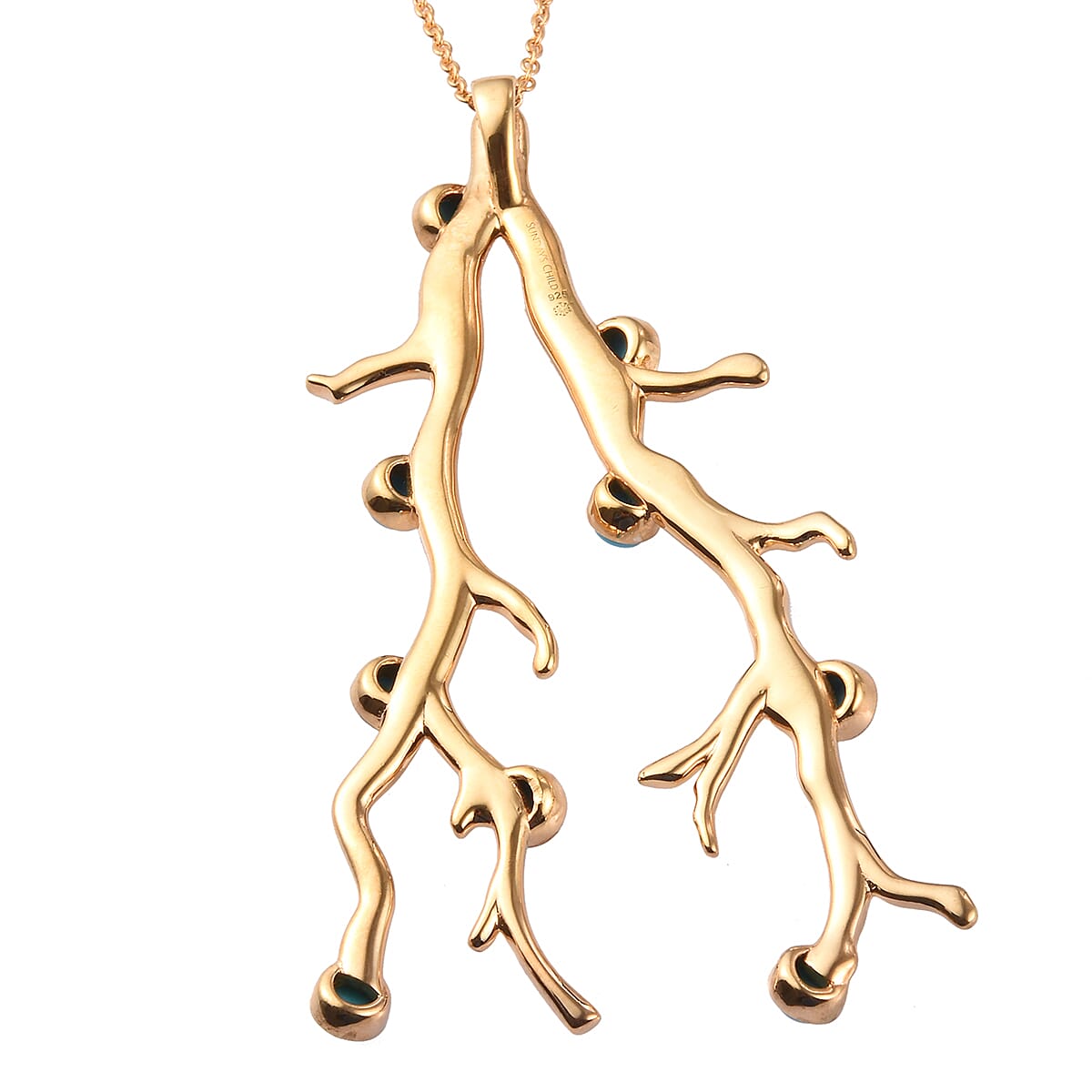 Sundays Child - Arizona Sleeping Beauty Turquoise Pendant with Chain (Size 18) in 14K Gold Overlay Sterling Silver 2.50 Ct, Silver wt. 18.28 Gms