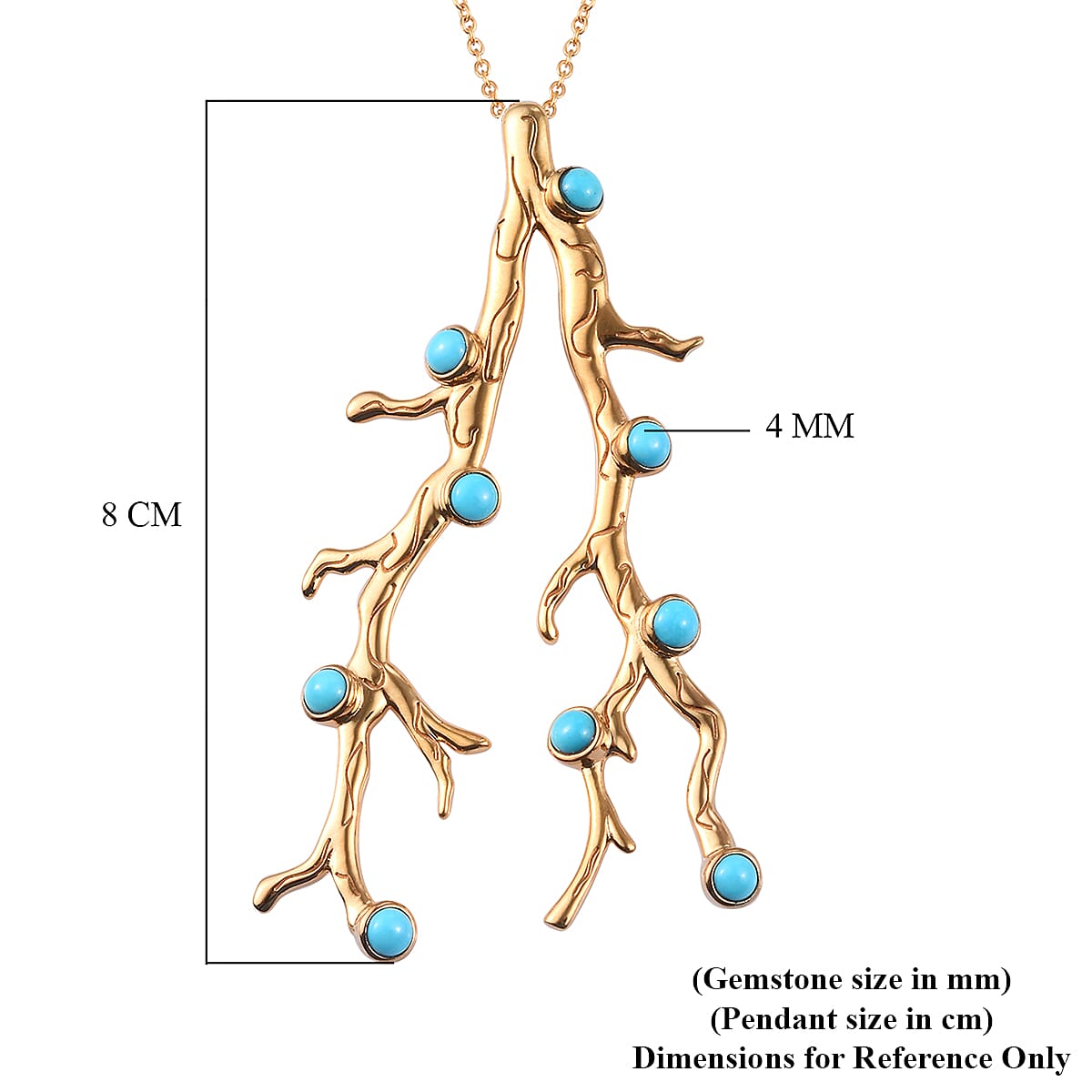 Sundays Child - Arizona Sleeping Beauty Turquoise Pendant with Chain (Size 18) in 14K Gold Overlay Sterling Silver 2.50 Ct, Silver wt. 18.28 Gms