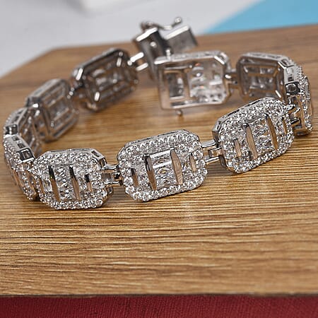 Lustro Stella Finest CZ  Bracelet in Platinum Plated Sterling Silver