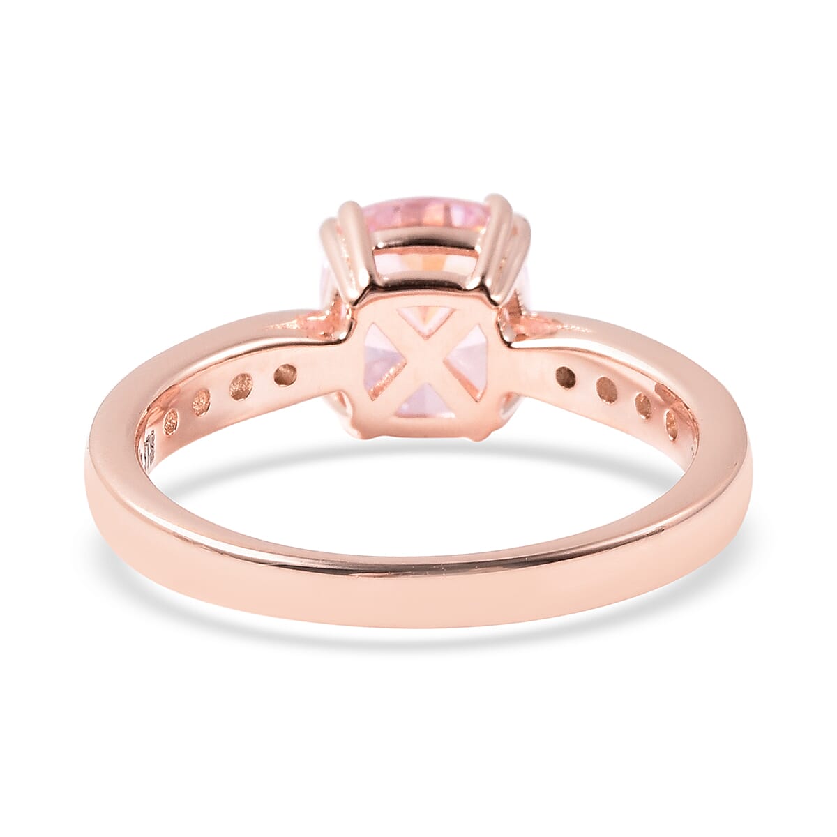 Lustro Stella - Simulated Pink Diamond and Simulated White Diamond Ring in Rose Gold Overlay Sterling Silver