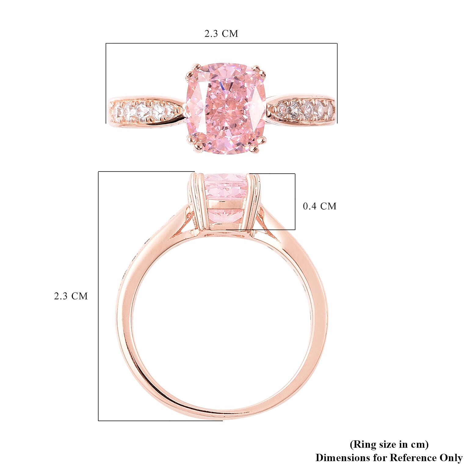 Lustro Stella - Simulated Pink Diamond and Simulated White Diamond Ring in Rose Gold Overlay Sterling Silver
