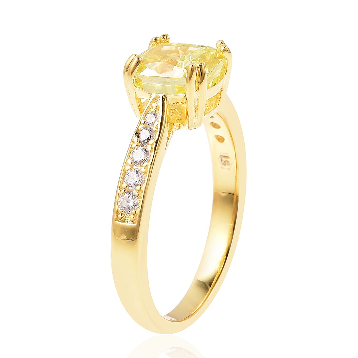 ELANZA Simulated Peridot and Simulated Diamond Ring in Yellow Gold Overlay Sterling Silver 4.32 Ct.