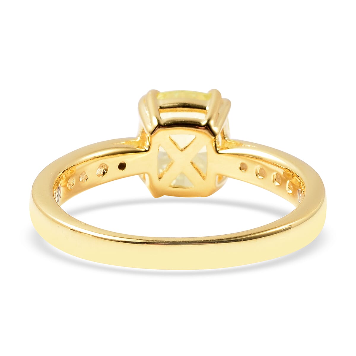 ELANZA Simulated Peridot and Simulated Diamond Ring in Yellow Gold Overlay Sterling Silver 4.32 Ct.