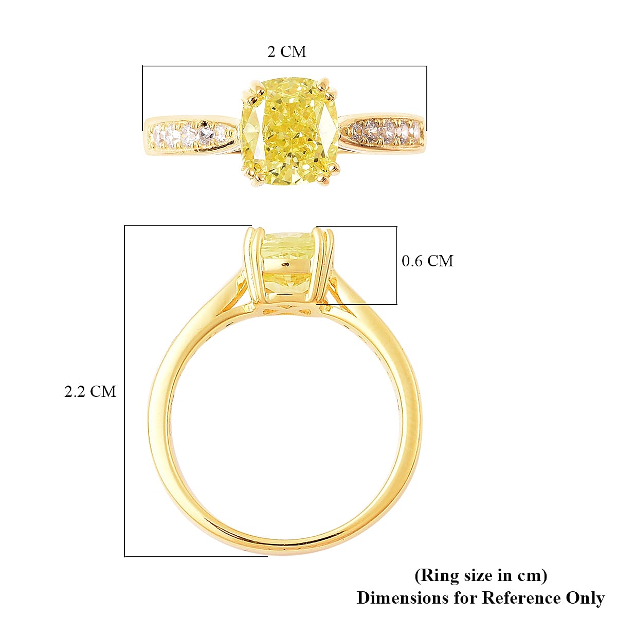 ELANZA Simulated Peridot and Simulated Diamond Ring in Yellow Gold Overlay Sterling Silver 4.32 Ct.