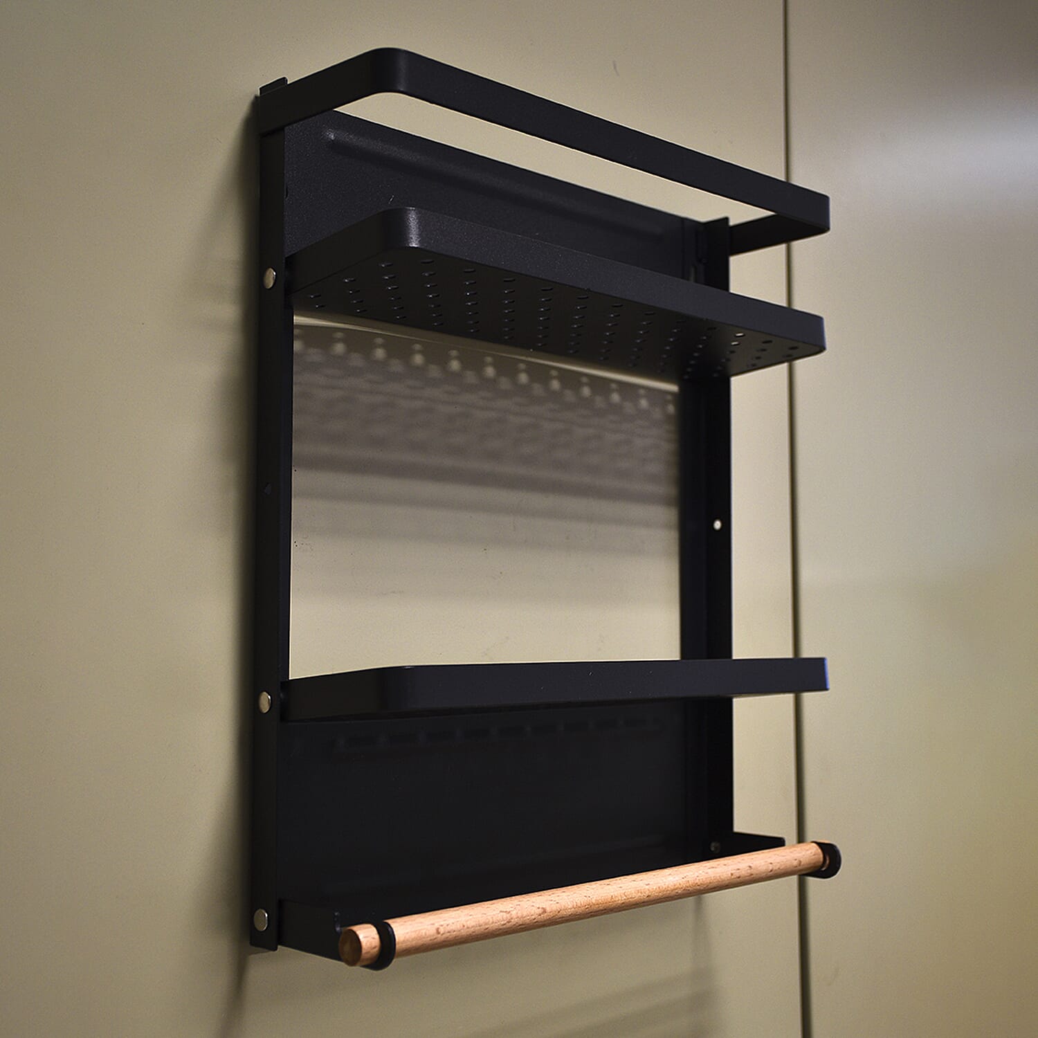 Magnetic 3-Layer Organiser Rack (32x28cm) - Black