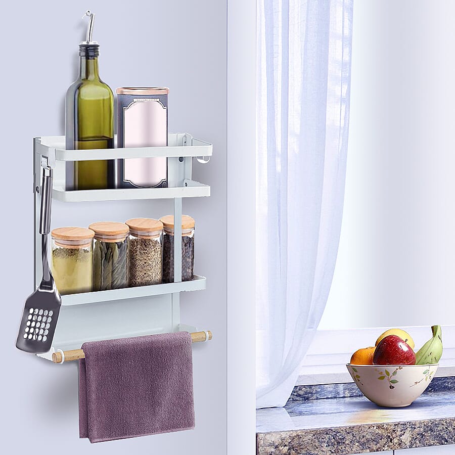 Magnetic 3-Layer Organiser Rack (32x28cm) - White