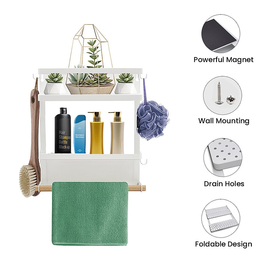 Magnetic 3-Layer Organiser Rack (32x28cm) - White