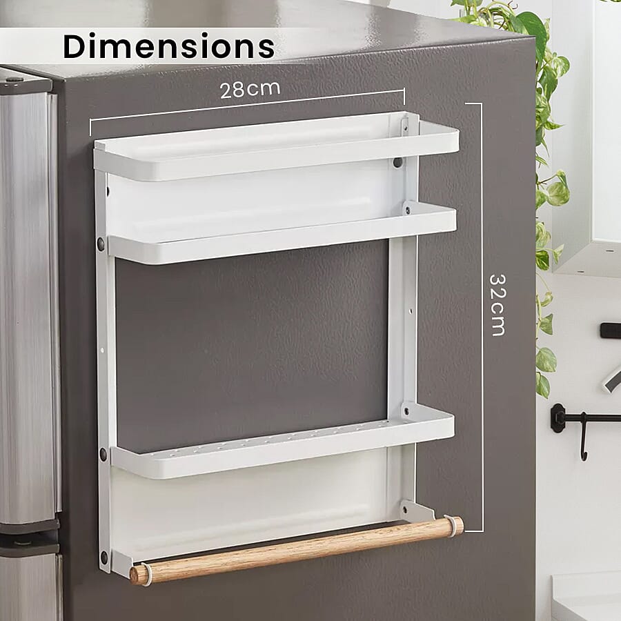 Magnetic 3-Layer Organiser Rack (32x28cm) - White