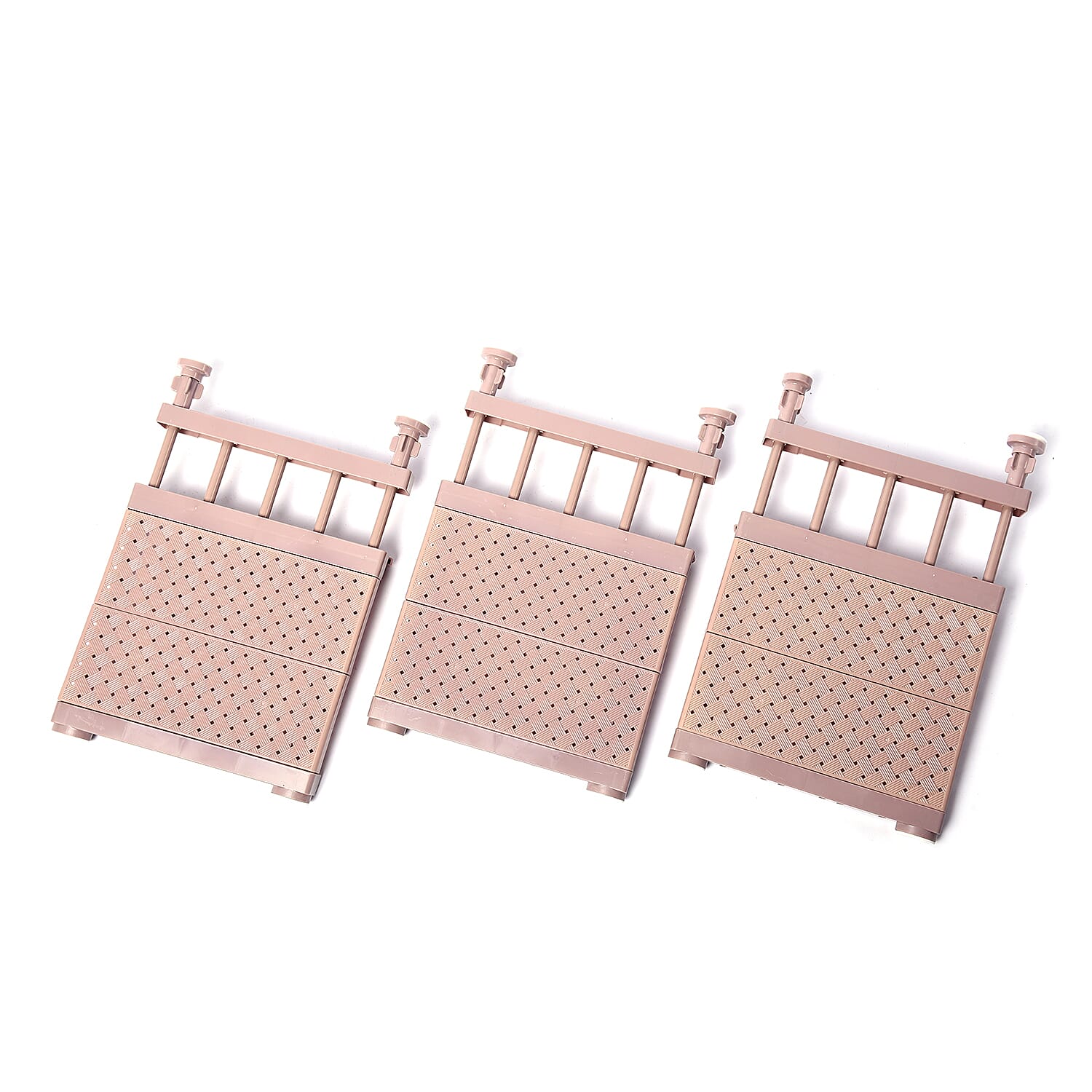 Set of 3 Adjustable Storage Racks (W: 24cm, L: 29-46cm) - Dusty Pink Colour