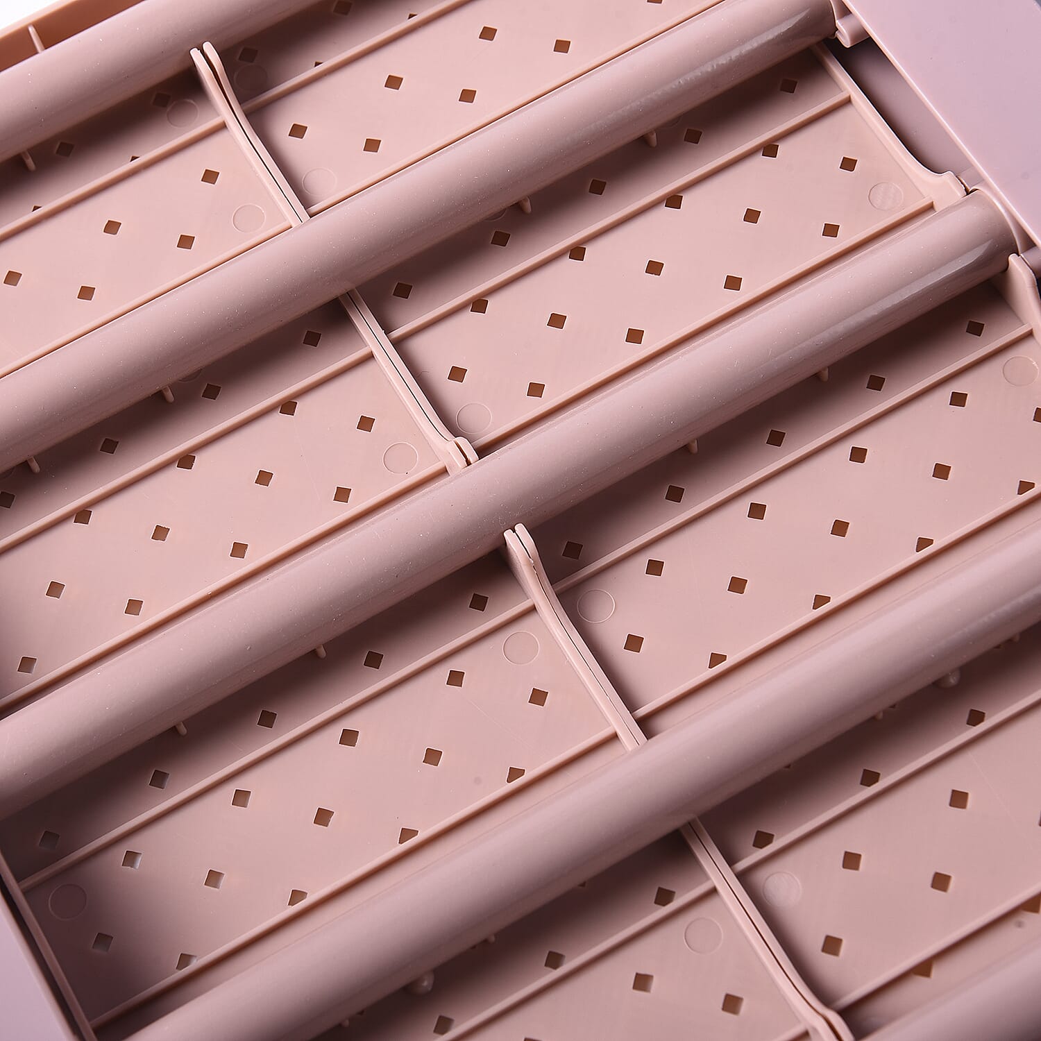 Set of 3 Adjustable Storage Racks (W: 24cm, L: 29-46cm) - Dusty Pink Colour