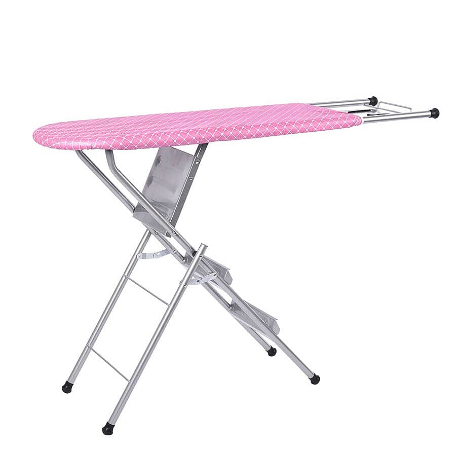 Multi-function Foldable Ironing Board with Step Ladder - Pink (Folding Size: 96x34cm) (Open Size: 125x34x85)