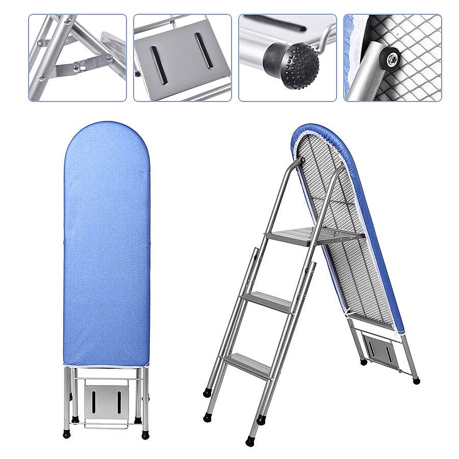 Multi-function Foldable Ironing Board with Step Ladder - Blue (Folding Size: 96x34cm) (Open Size: 125x34x85)