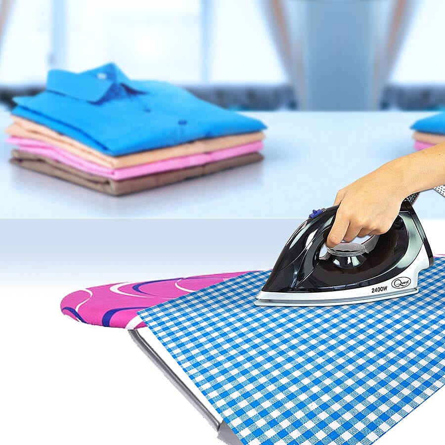 Multi-function Foldable Ironing Board with Step Ladder - Rose Pink & White (Folding Size: 96x34cm) (Open Size: 125x34x85)