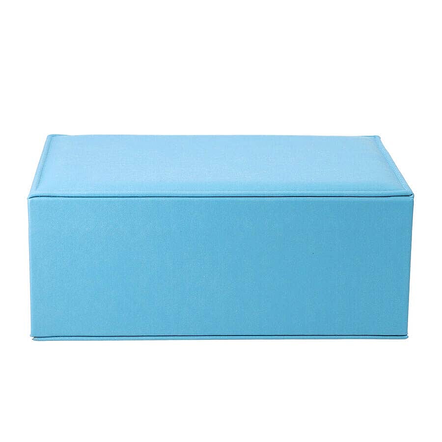 Two-Layer Teal Blue Jewellery Box with Multiple Compartments and Lock & Key (Size 27x19x10.5cm)