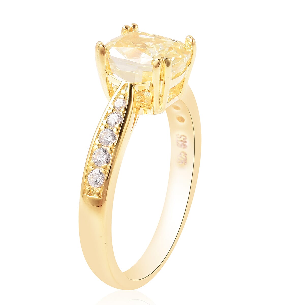 Lustro Stella - Simulated Yellow Diamond and Simulated White Diamond Ring in Yellow Gold Overlay Sterling Silver 4.32 Ct.