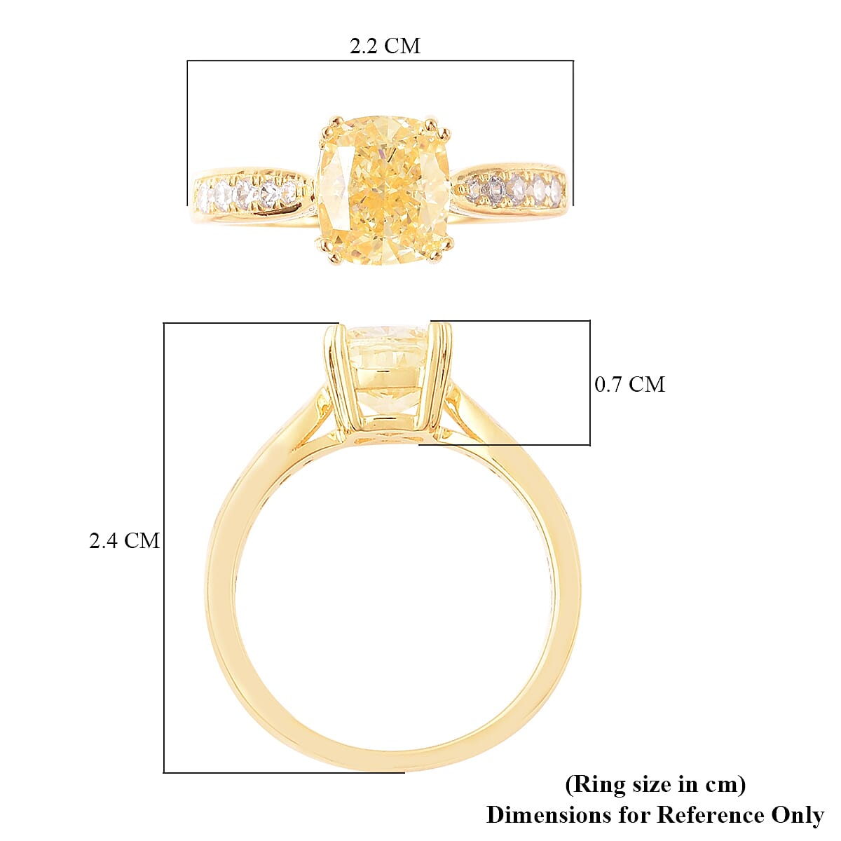 Lustro Stella - Simulated Yellow Diamond and Simulated White Diamond Ring in Yellow Gold Overlay Sterling Silver 4.32 Ct.
