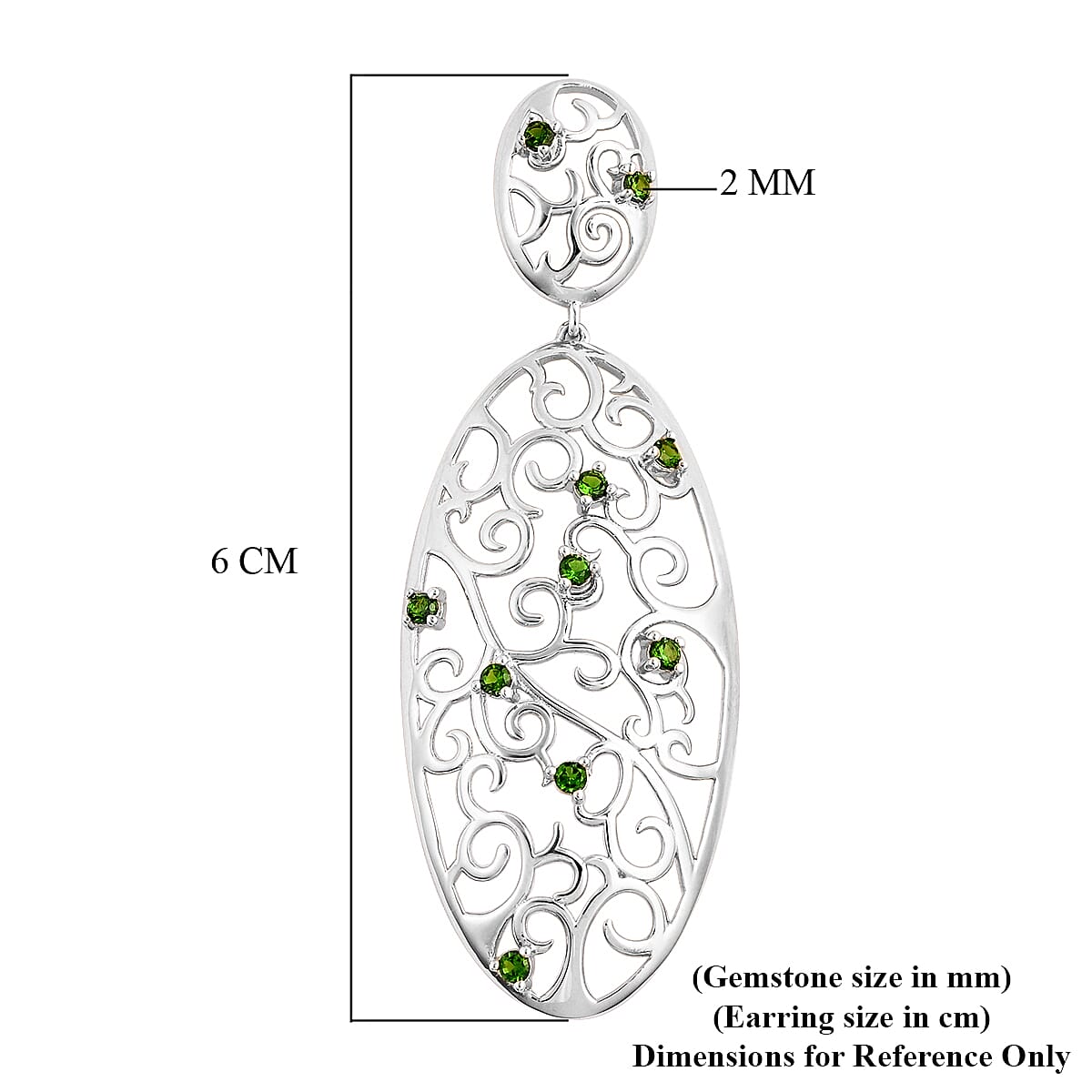 LucyQ Victorian Era Collcetion - Chrome Diopside Filigree Earrings (with Push Back) in Rhodium Overlay Sterling Silver