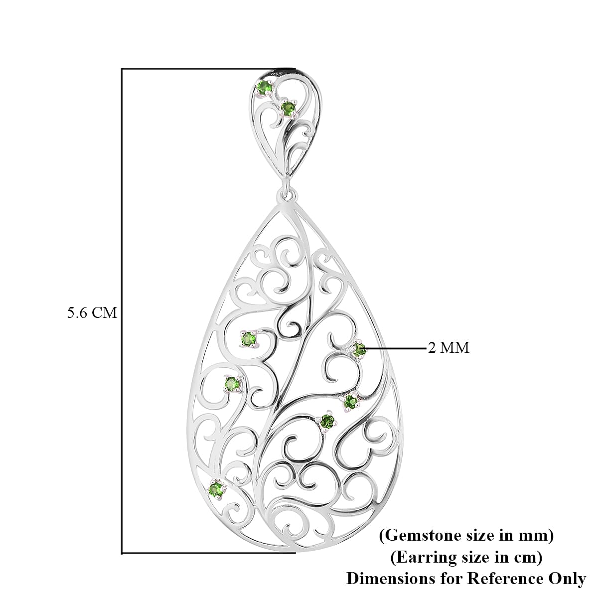 LucyQ Victorian Era Collection - Chrome Diopside Drop Earrings (with Push Back) in Rhodium Overlay Sterling Silver