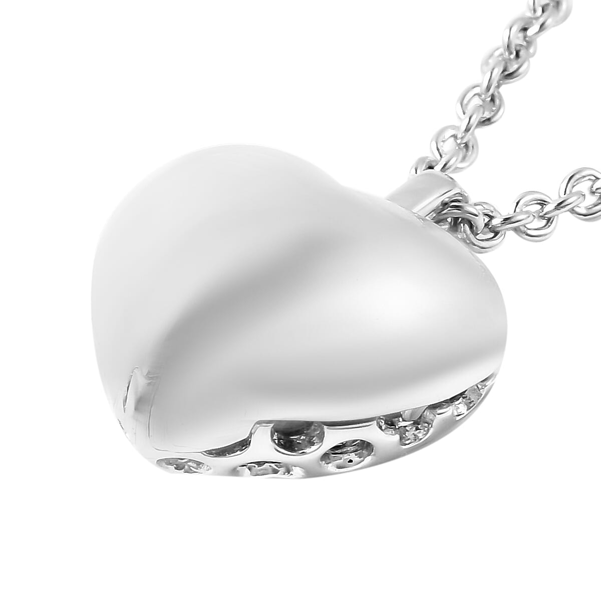 RACHEL GALLEY Angel Heart Collection - African Ruby Lattice Heart Locket Pendant with Chain (Size 20 with Extender) in Rhodium Overlay Sterling Silver