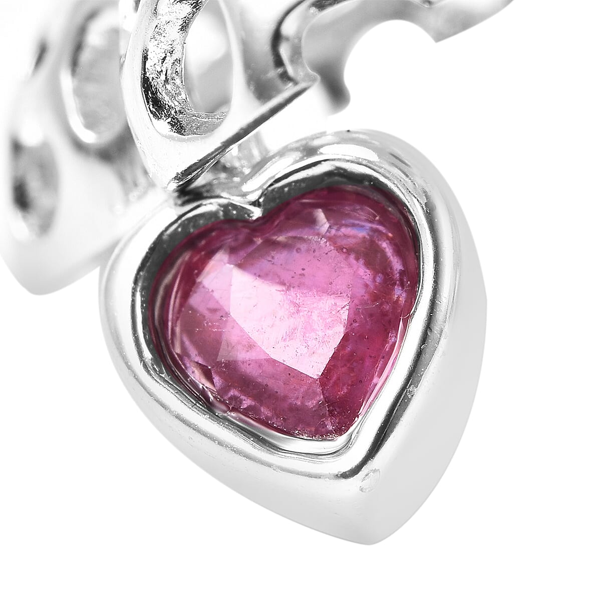 RACHEL GALLEY Angel Heart Collection - African Ruby Lattice Heart Locket Pendant with Chain (Size 20 with Extender) in Rhodium Overlay Sterling Silver