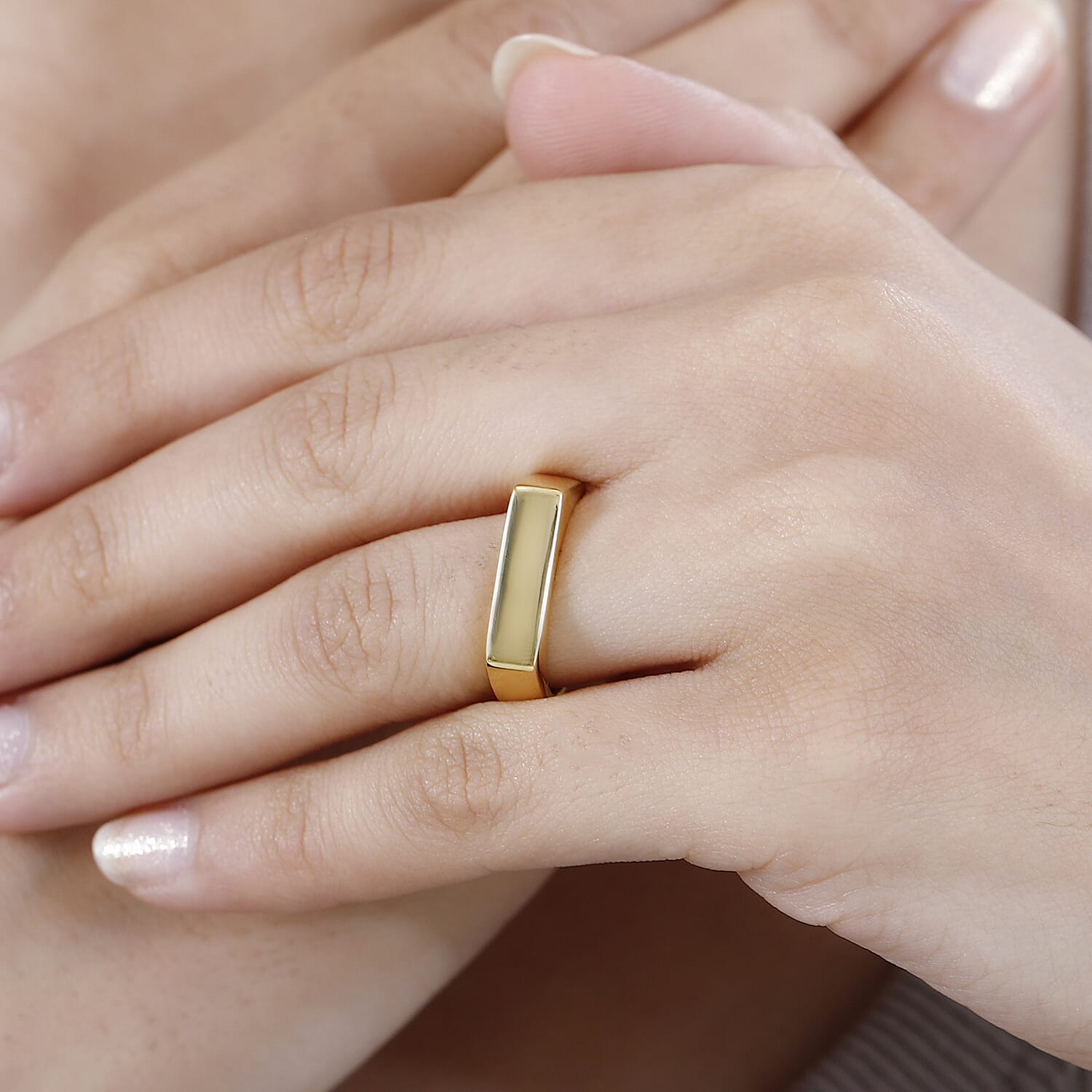 Yellow Gold Overlay Sterling Silver Signet Ring