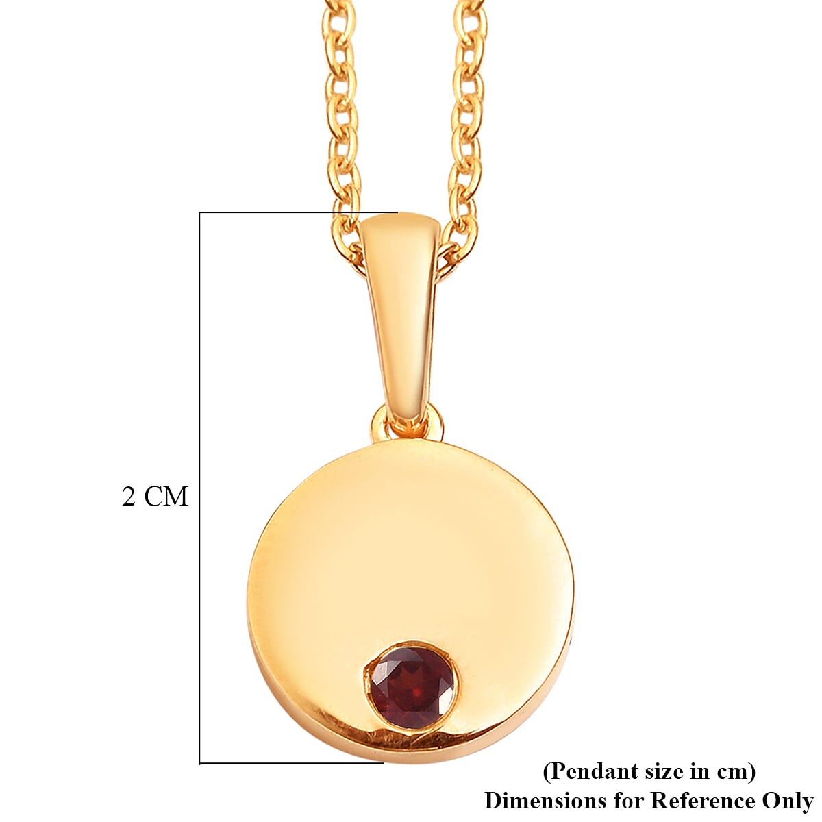 2 Piece Set - Red Garnet Pendant and Cable Chain CL-35 Sterling Silver 0.10 ct 0.100 Ct.