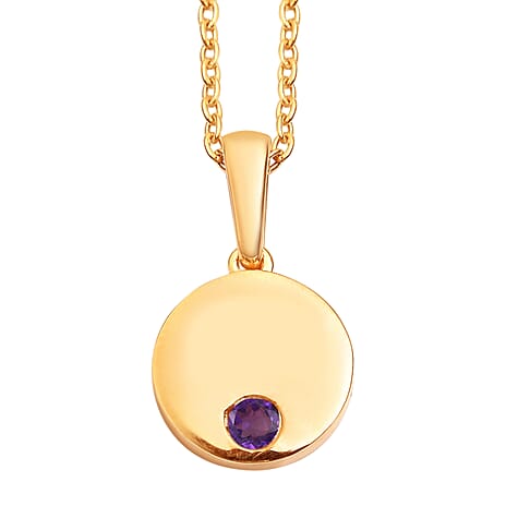 Amethyst Pendant with Chain (Size 18) in Gold Overlay Sterling Silver
