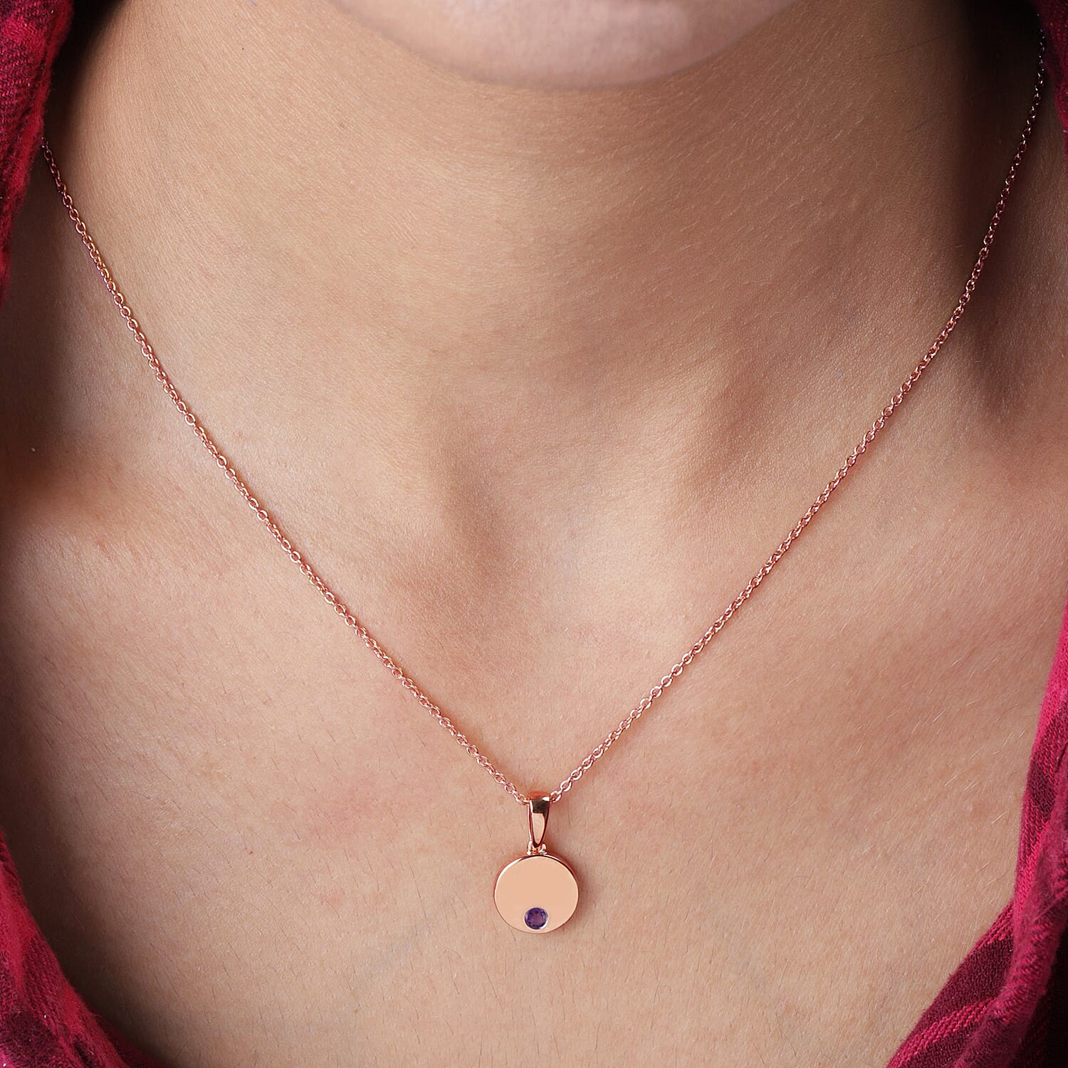 Amethyst Pendant with Chain (Size 18) in Rose Gold Overlay Sterling Silver