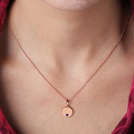 Amethyst Pendant with Chain (Size 18) in Rose Gold Overlay Sterling Silver