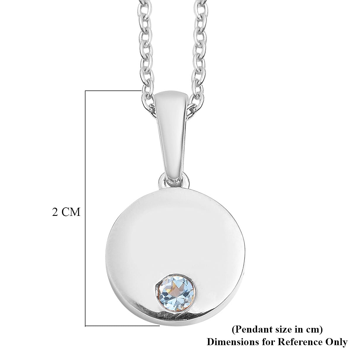 2 Piece Set Aquamarine Pendant and Cable Chain in Sterling Silver