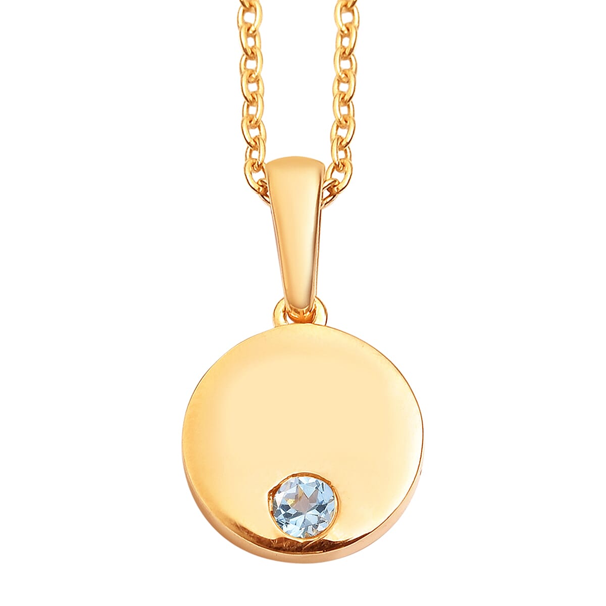 2 Piece Set - Aquamarine Pendant and Cable Chain CL-35 Sterling Silver 0.10 ct 0.100 Ct.