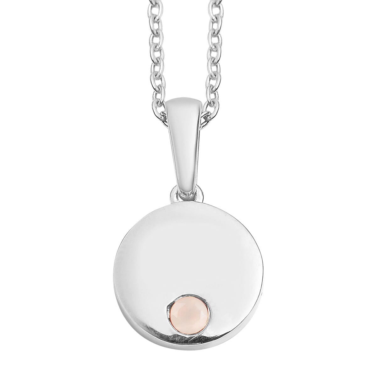 2 Piece Set - White Moonstone Pendant with Chain (Size 16) in Platinum Overlay Sterling Silver