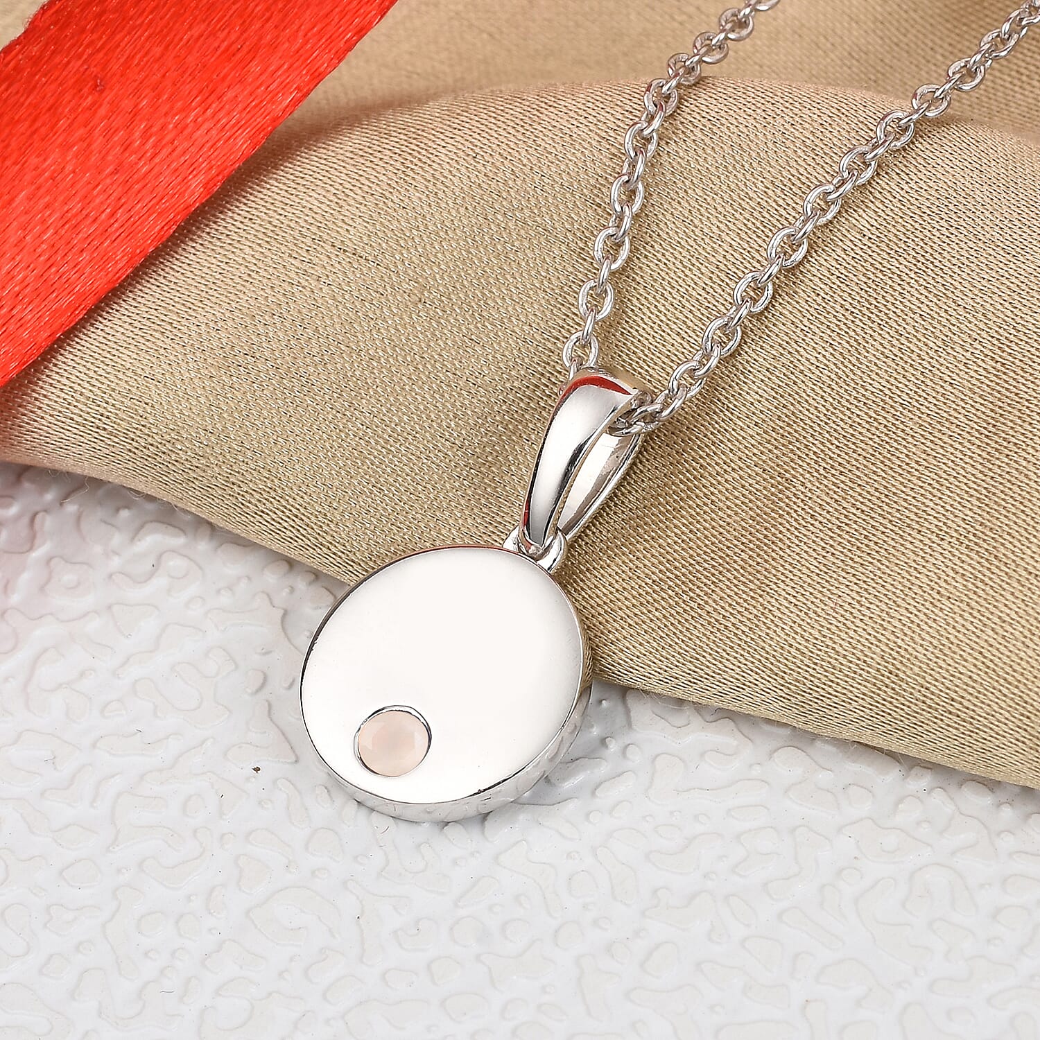 2 Piece Set - White Moonstone Pendant with Chain (Size 16) in Platinum Overlay Sterling Silver