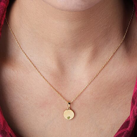 Hebei Peridot Pendant with Chain (Size 18) in Gold Overlay Sterling Silver