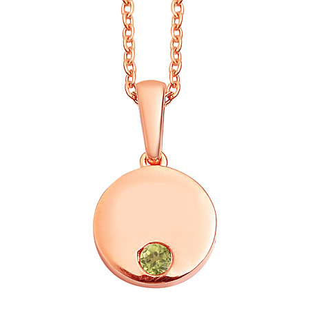 Hebei Peridot Pendant with Chain (Size 18) in 18K Rose Gold Vermeil Plated Sterling Silver
